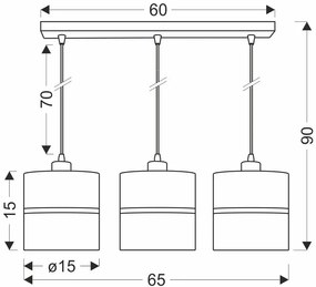 Lampa z 3 abażurami do salonu czarny + złoto - Z037-Reso