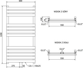 Mexen Jowisz grzejnik elektryczny 1200 x 600 mm, 600 W, czarny - W107-1200-600-2600-70