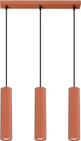 Lampa Wisząca Minimalistyczny Karbon, Aluminium - 3 Źródło - L.45 X H.98 Cm - Ochra Czerwona