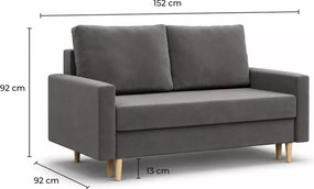 Sofa rozkładana Stivo 2-osobowa z pojemnikiem na pościel – nowoczesna, skandynawska, mała kanapa do salonu i pokoju