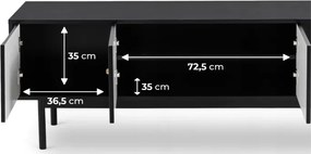 Szafka RTV do Salonu Czterodrzwiowa MARLEN 155 cm Czarna Glamour