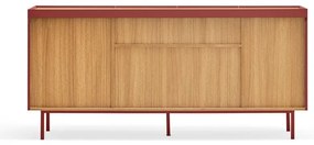 Czerwona niska komoda w dekorze dębu 165x78 cm Arista – Teulat