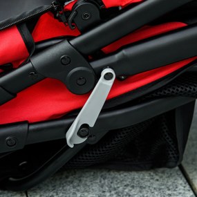 PawHut Wózek dla psów, składany, z daszkiem przeciwsłonecznym, oknami z siatki, koszykiem, czerwony, 111 x 58 x 107 cm | Aosom PL