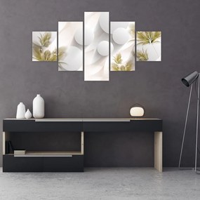 Obraz - 3D koła z kwiatami (125x70 cm)