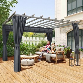 Outsunny Pergola 3,6 x 3 m, pawilon ogrodowy, zadaszenie tarasu z aluminium, regulowany dach, ciemnoszary | Aosom PL