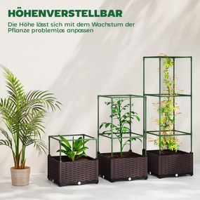 Outsunny Podwyższona grządka z kratką 3-częściowy zestaw donic z otworami odpływowymi | Aosom PL