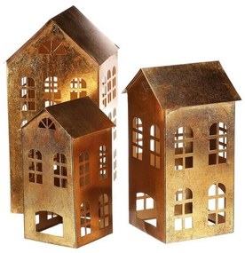 Zestaw metalowych świeczników Domek piętrowy, 3 szt.