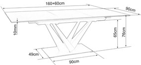 Stół rozkładany SORENTO CERAMIC 160(220)x90 biały/czarny mat SIGNAL