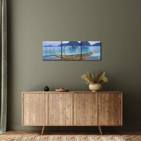 Obraz - Obraz hamaka na plaży 2 (z zegarem) (90x30 cm)