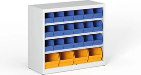 Regał z plastikowymi pojemnikami BASIC - 800 x 400 x 920 mm, 18x B, 4x C