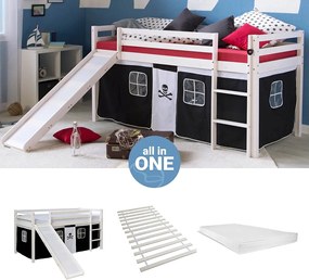 Łóżko piętrowe 207,5x110x96,5 cm białe czarne Pirat