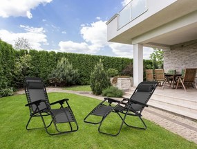Składany leżak ogrodowy, tarasowy Rimini 009, czarny
