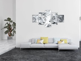 Obraz - Rysowane lwie głowy (125x70 cm)