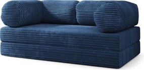 Masseno Sofa piankowa ALVIO z funkcją spania, Kanapa z pianki do salonu, Bezmontażowa, Tkanina sztruksowa – Niebieski TILIA 77
