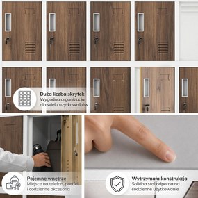 Szafa skrytkowa socjalna BHP biała / orzech: Eco Design ROBERT, 1360 x 1720 x 450 mm