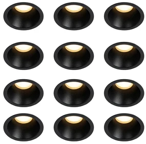Zestaw 12 Nowoczesnych opraw LED do zabudowy, czarne GU10 35 mm IP44 - Dept Nowoczesny Oswietlenie wewnetrzne