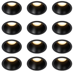 Zestaw 12 nowoczesnych opraw LED do zabudowy, czarne GU10 35 mm IP44 - Dept