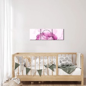Obraz - Różowy wystrój (z zegarem) (90x30 cm)