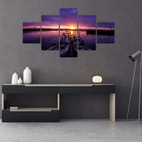 Obraz łodzi rybackich w porcie (125x70 cm)
