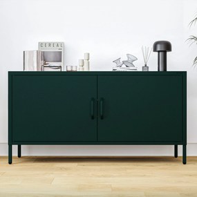 Szafka RTV metalowa na nóżkach butelkowa zieleń Modern ROSA, 1150 x 595 x 400 mm