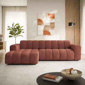 Masseno Narożnik SETIA Lewostronny L-Kształtny, Nowoczesna Sofa narożna, Tkanina Strukturalna - Ceglasty, ARAGON 59