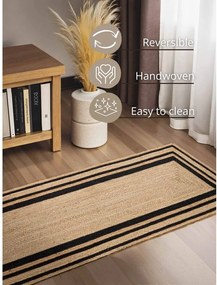 Czarny/w naturalnym kolorze chodnik z juty dwustronny/tkany ręcznie 70x200 cm Jutta – Hanse Home