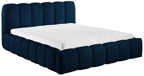 Granatowe łózko tapicerowane tkaniną boucle N8-D24