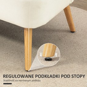 HOMCOM Sofa 2-osobowa, miękkie wyściełanie, łatwy w pielęgnacji materiał, do 220 kg, 117 x 56,5 x 77 cm, kremowa biel | Aosom PL