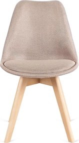 Zestaw Stół Prostokątny Rozkładany SKUBI 120-160 cm Dąb Artisan i 4 Krzesła Tapicerowane do Jadalni NEVEL Beżowe Skandynawskie