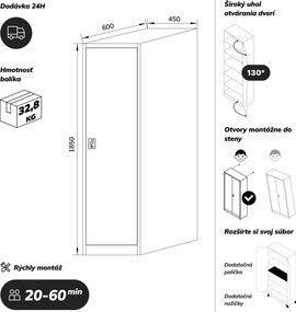 Szafa na akta kartotekowa na klucz biała, 450x1850x600 mm: ALEX D600