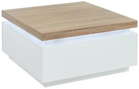 Ława HALO II – 2 szuflady – lakierowany MDF – oświetlenie LED – kolor: biały i dębowy