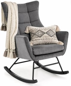 Tapicerowany popielaty bujany fotel C9-B06