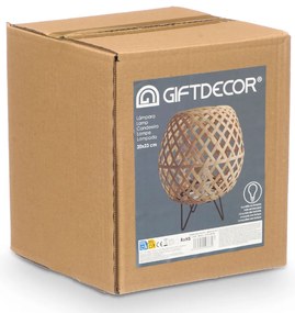Lampa bambusowa pleciona OVAL stołowa, 20 x 23 cm
