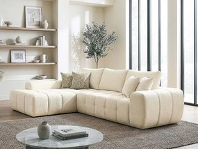 Sofa narożna "Sidonie" lewa w tkaninie bąbelkowej - 4-osobowa - Beżowy