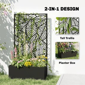 Outsunny podwyższana grządka metalowa z kratownicą dla pnączy, wolnostojąca lub do montażu na ścianie | Aosom PL