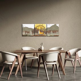 Obraz jelenia (z zegarem) (90x30 cm)