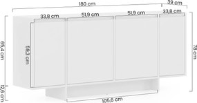 Komoda czterodrzwiowa Zolia 180 cm na cokole - orzech elegant