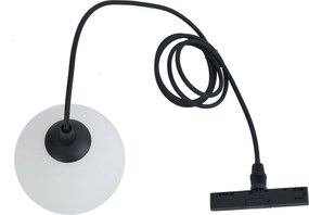 Nowoczesna lampa wisząca czarna z białym szkłem do systemu szynowego 1-fazowego - Slimline Eira