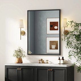 HOMCOM Lustro ścienne, 70 x 90 cm, dekoracyjne lustro wiszące, łatwy montaż, w zestawie śruby | Aosom PL