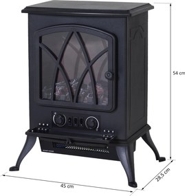 HOMCOM Kominek Elektryczny 1800W Czarny