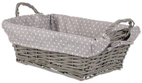 Kosz wiklinowy z tkaniną, szary, 35 x 25 x 13  cm