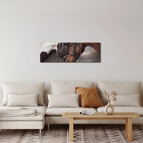 Obraz - Zakochane konie (z zegarem) (90x30 cm)