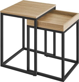 Zestaw 2 stolików kawowych Valora – dąb sonoma z czarną stalową ramą