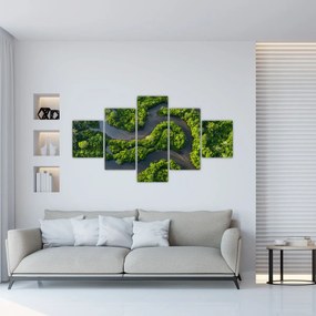Obraz - Krajobraz leśny z rzeką (125x70 cm)