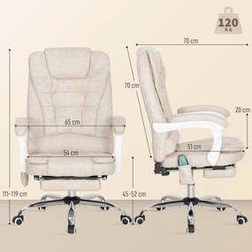 Vinsetto Fotel biurowy z funkcją masażu, ergonomiczny, 65x160x104cm, szary | Aosom PL