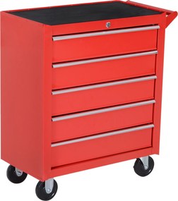 DURHAND Szafka na kółkach, Szafka narzędziowa do garażu, schowka, Stal, 69Dł x 33Szer x 75Wys cm, Czerwony