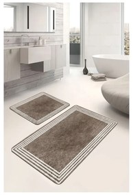 Szarobrązowe aksamitne dywaniki łazienkowe zestaw 2 szt. 60x100 cm – Mila Home