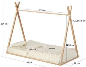 Łóżko dziecięce z litego drewna bukowego w kształcie domku ze stelażem 90x190 cm Maralis – Kave Home