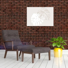 Obraz na szkle - Line art monstera N⁰2 (70x50 cm)