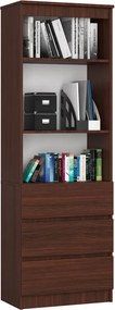 Minimalistyczny regał z trzema szufladami wenge L4-L44